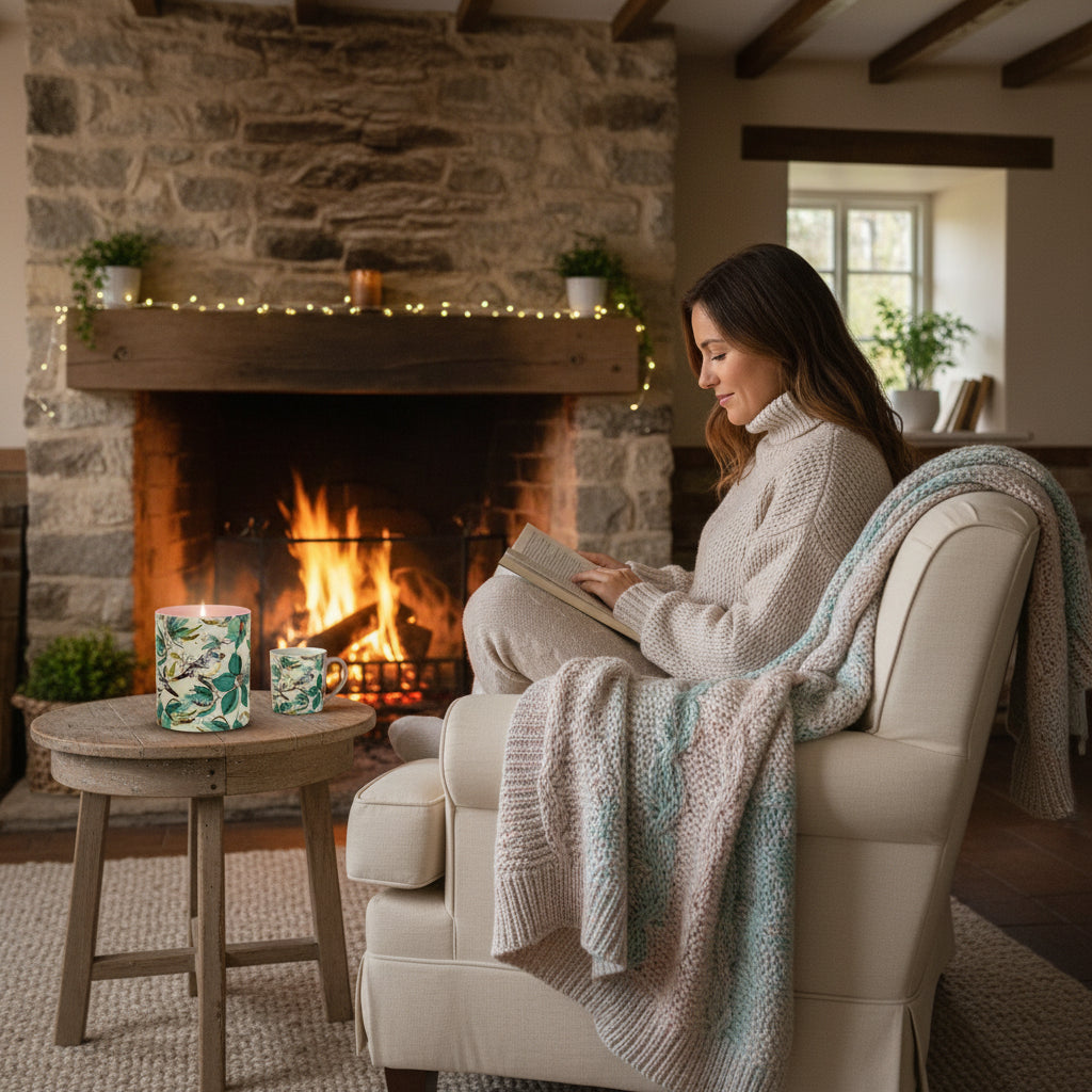 Designer Floral Bluebird Accent Coffee Mug – Teal Flower Ceramic Mug (11/15 oz)