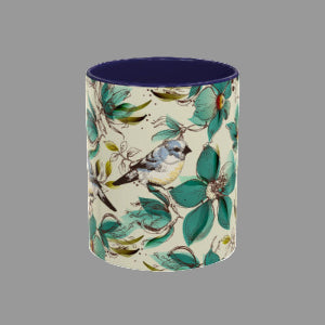 Designer Floral Bluebird Accent Coffee Mug – Teal Flower Ceramic Mug (11/15 oz)