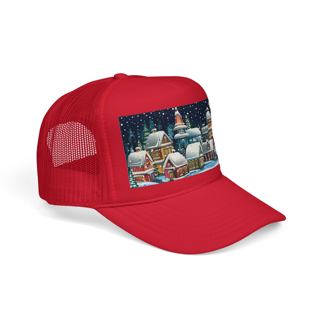 Snowy Village Christmas Cap