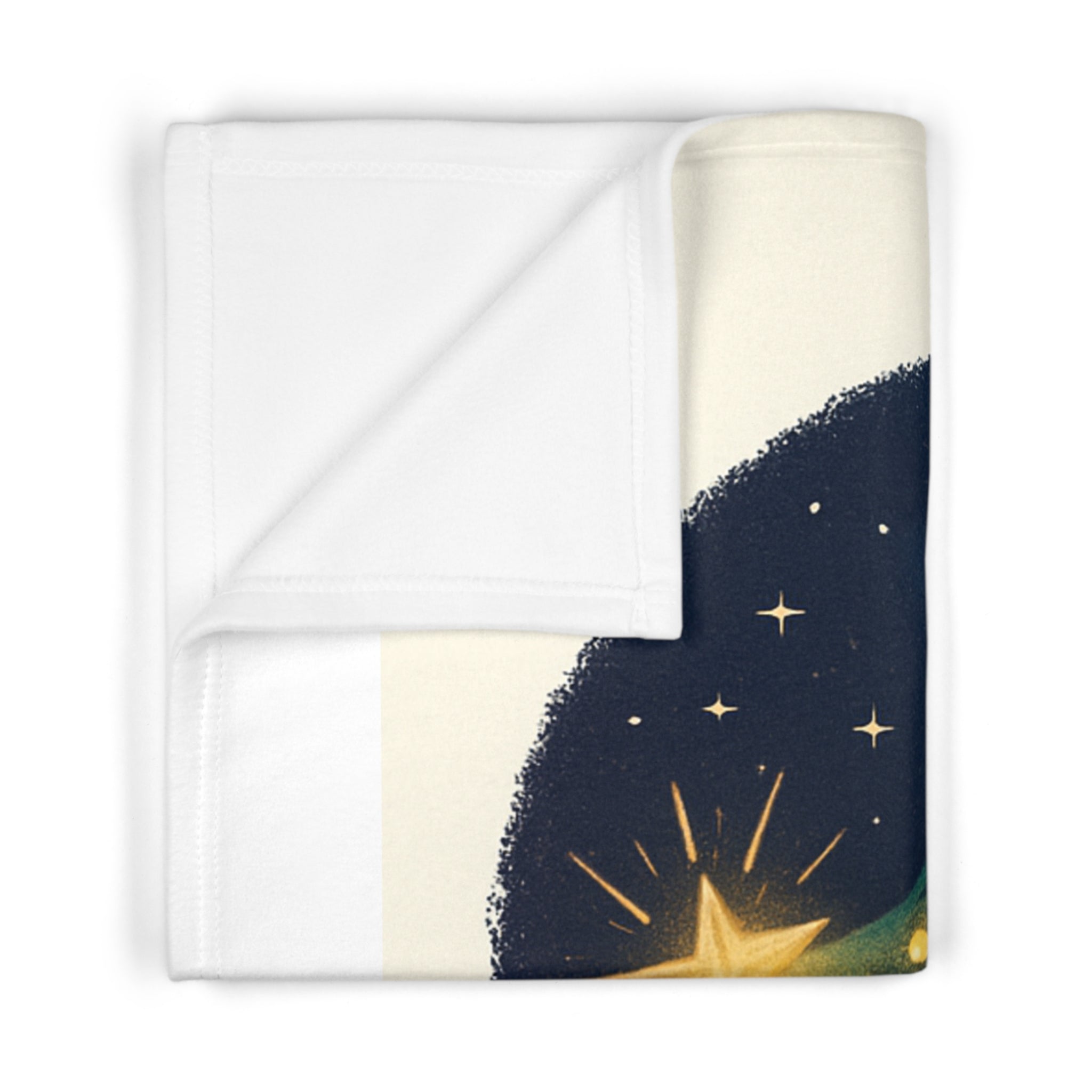 Designer Christmas Tree Baby Blanket — Cosy Holiday Fleece with Star-Topped Tree & Snowy Village