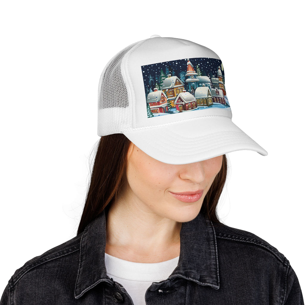 Snowy Village Christmas Cap