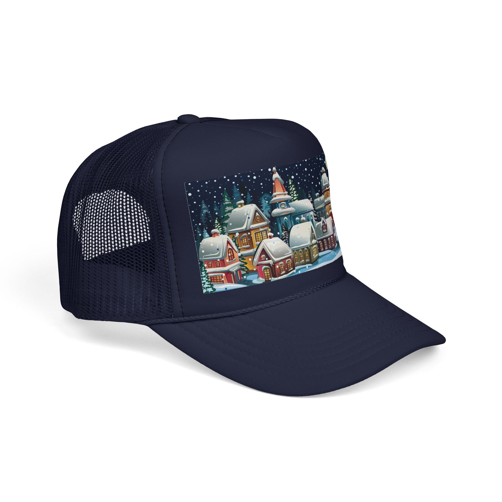 Snowy Village Christmas Cap