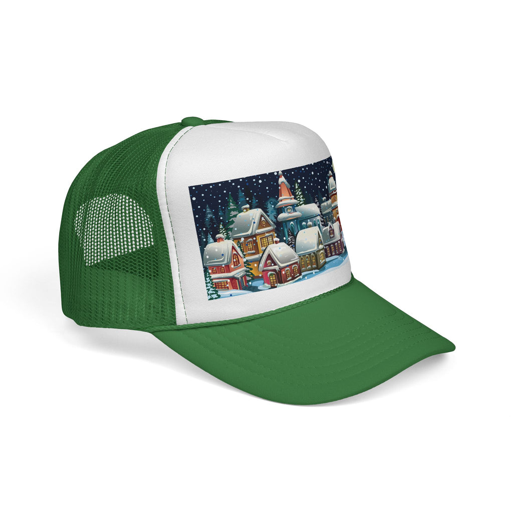 Snowy Village Christmas Cap